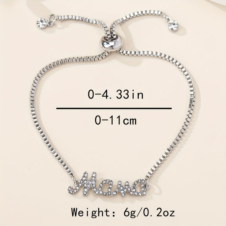 Mooie Mama Letter Bedelarmband met Nepdiamanten