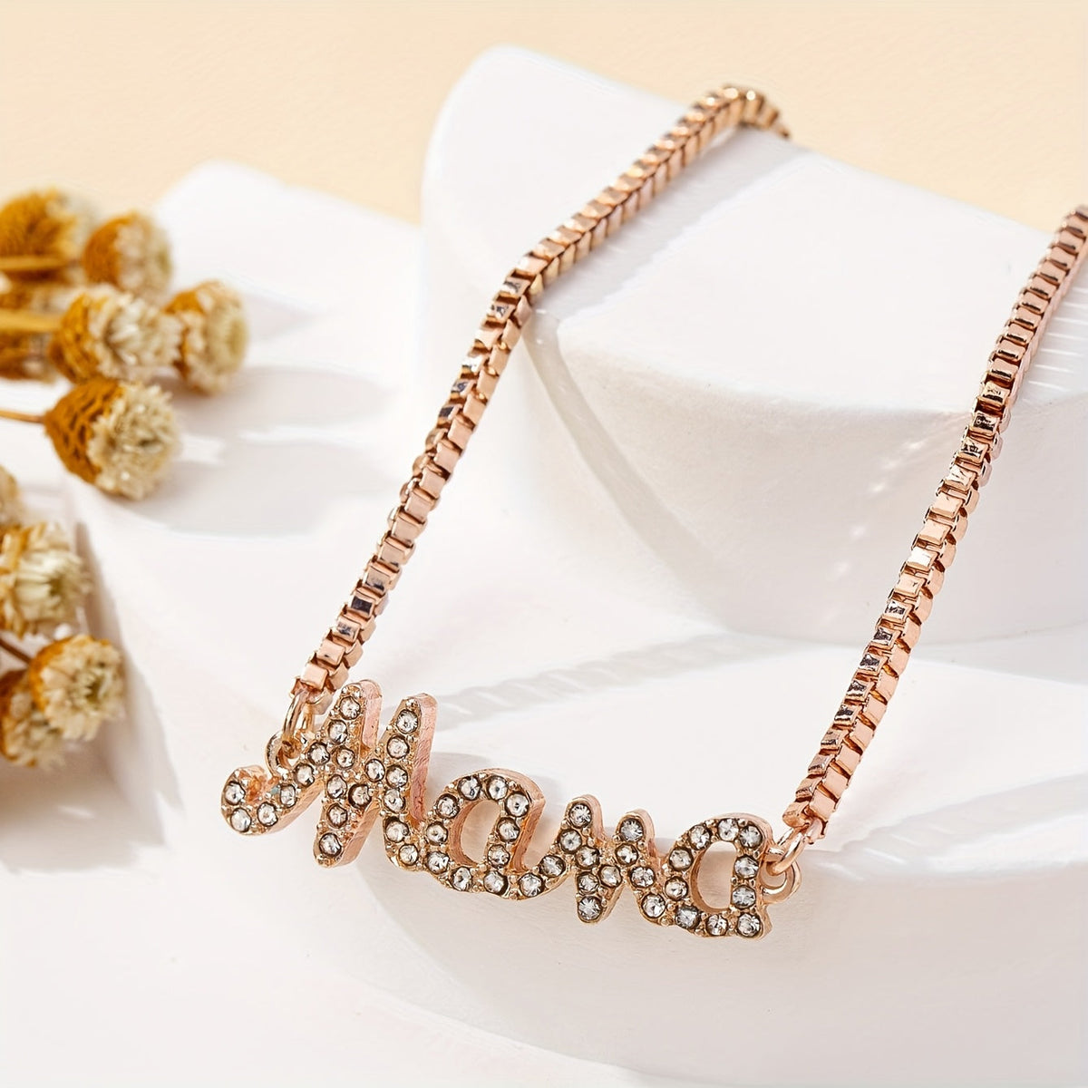 Mooie Mama Letter Bedelarmband met Nepdiamanten