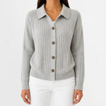 Cardigan met knopen en ribgebreid