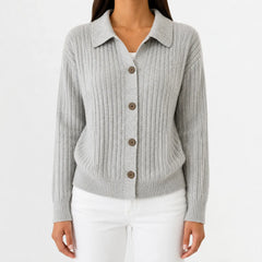 Cardigan met knopen en ribgebreid