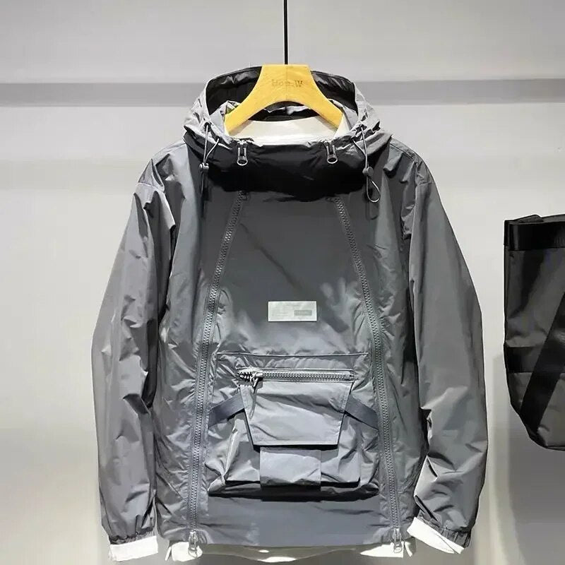 Sven | Dubbel Rits Hooded Jas in de kleur Grijs voor heren in stijl ideaal voor de herfst.