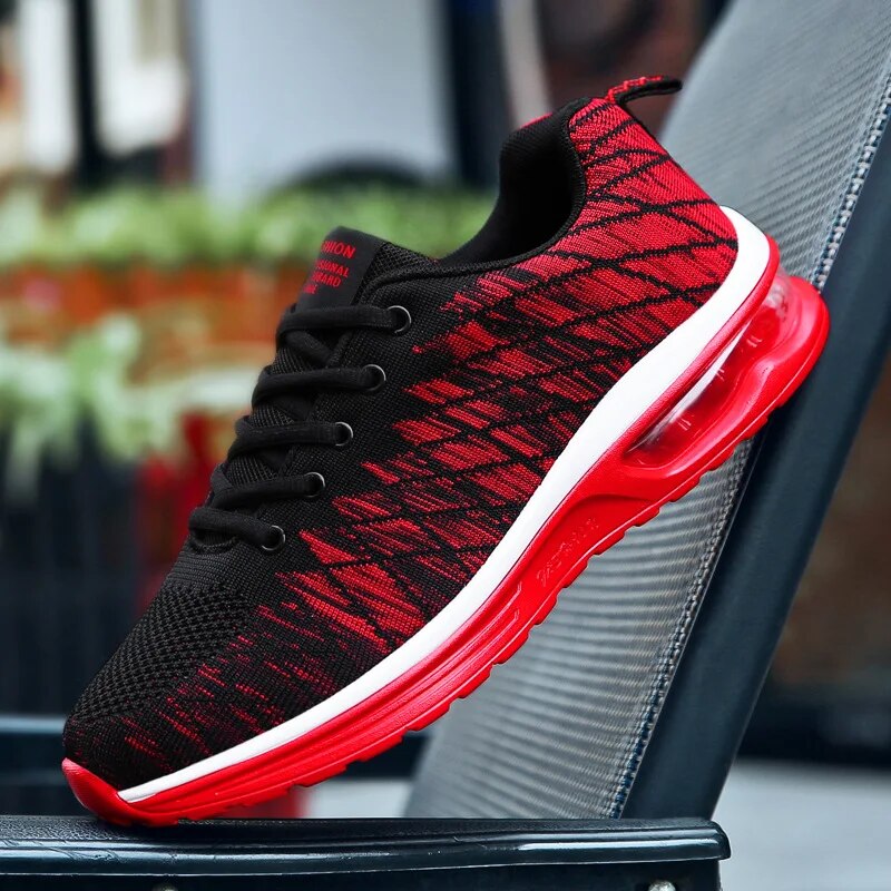Thijs | Heren lichtgewicht ademende sneakers in de kleur Rood voor heren in Smart-casual stijl geschikt voor alle seizoenen.