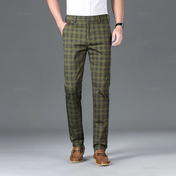 Thijs | Klassieke geruite herenpantalon in de kleur Groen voor heren in Heritage stijl geschikt voor alle seizoenen.