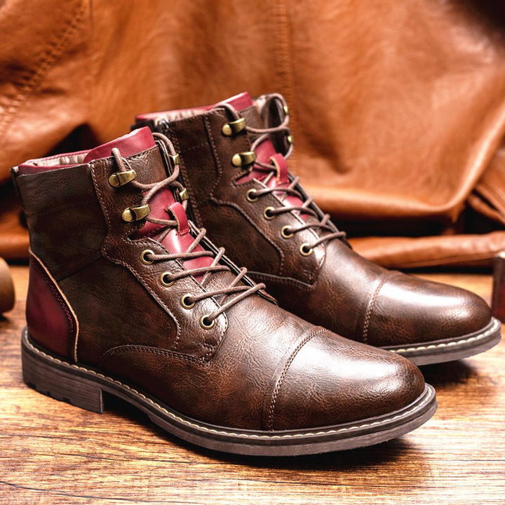 Timo | Heren Enkellaarzen in de kleur Bordeaux voor heren in Casual stijl ideaal voor de winter