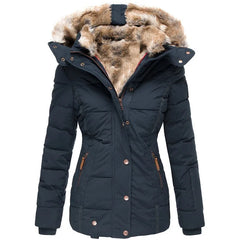 Tommy | jasje voor dames met kraag en bont in de kleur Blauw voor dames in stijl ideaal voor de winter