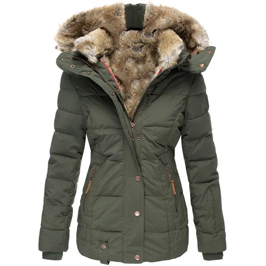 Tommy | jasje voor dames met kraag en bont in de kleur Groen voor dames in stijl ideaal voor de winter