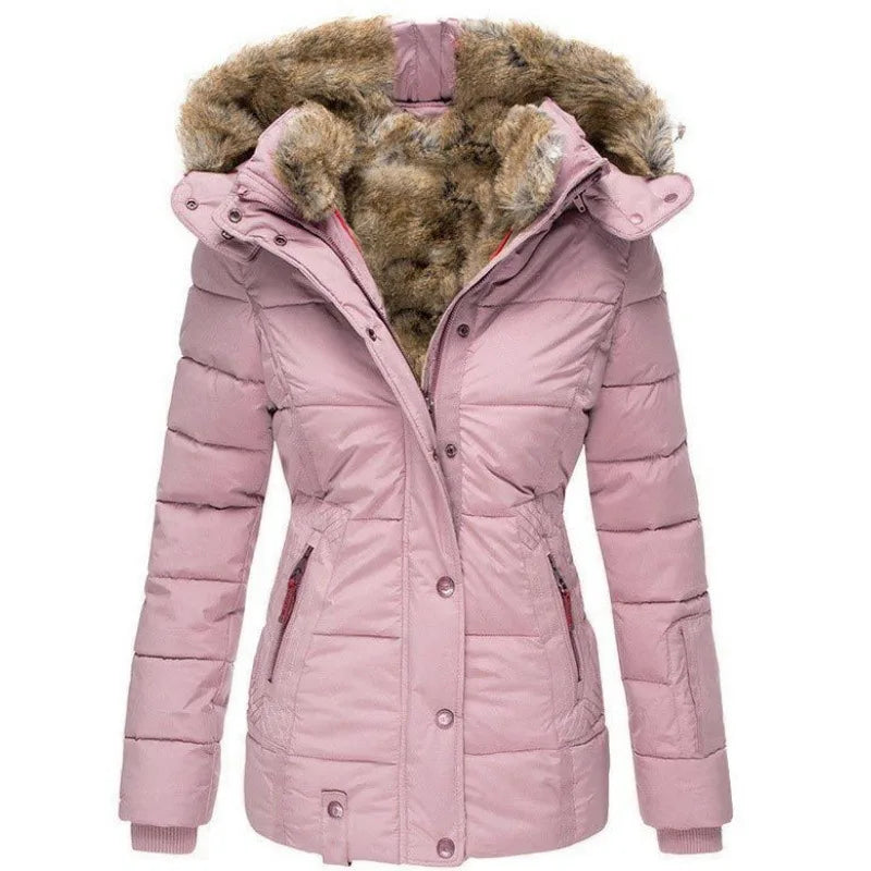 Tommy | jasje voor dames met kraag en bont in de kleur Roze voor dames in stijl ideaal voor de winter