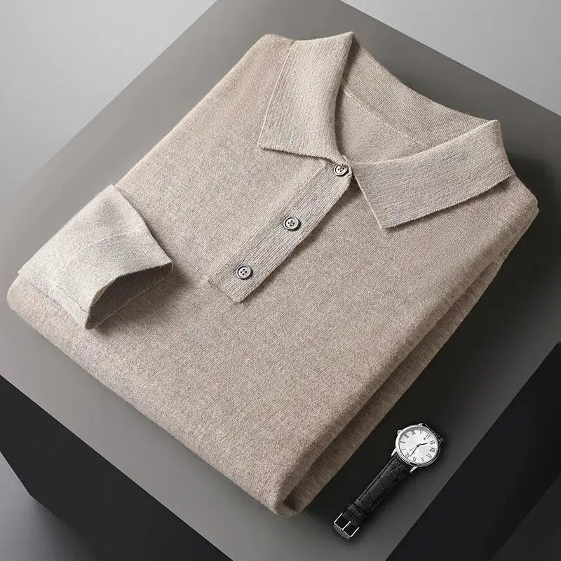 Tony | Polo van 100% kasjmier in de kleur Beige voor heren in Heritage stijl geschikt voor alle seizoenen.