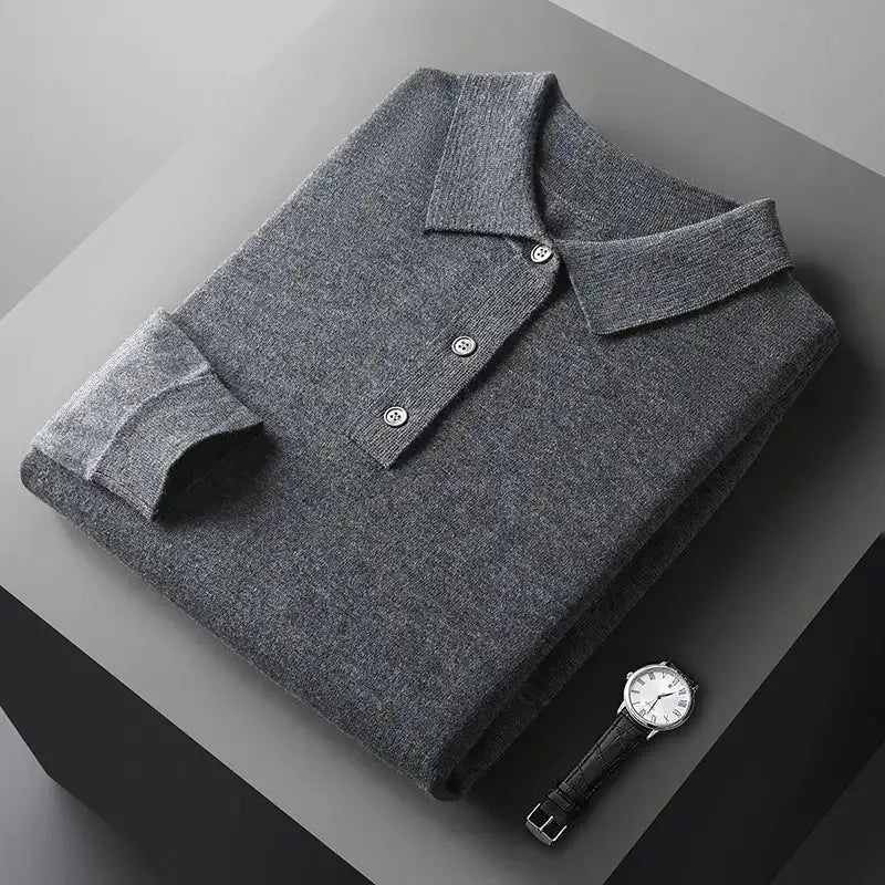 Tony | Polo van 100% kasjmier in de kleur Grijs voor heren in Heritage stijl geschikt voor alle seizoenen.
