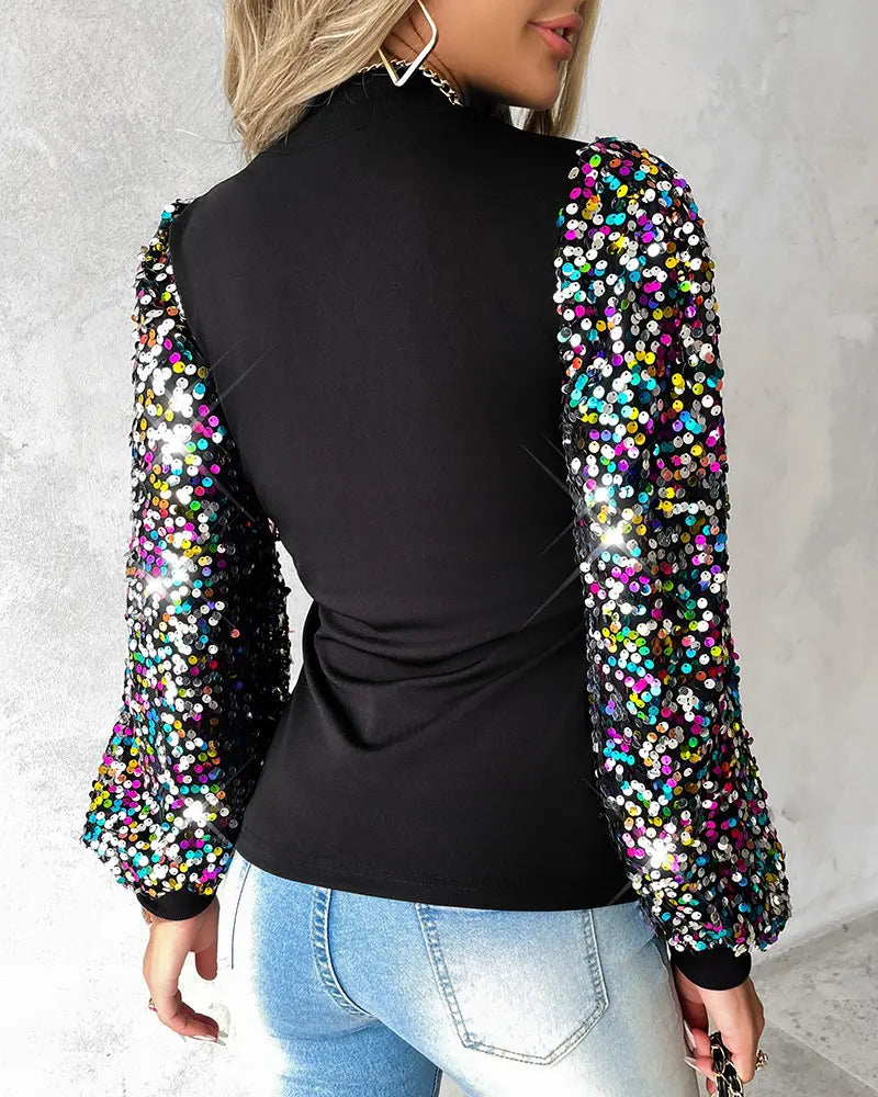 Top met kleurrijke ballonmouwen in de kleur Zwart voor in stijl geschikt voor alle seizoenen.