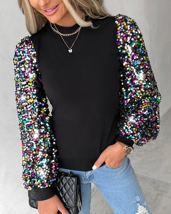 Top met kleurrijke ballonmouwen in de kleur Zwart voor in stijl geschikt voor alle seizoenen.