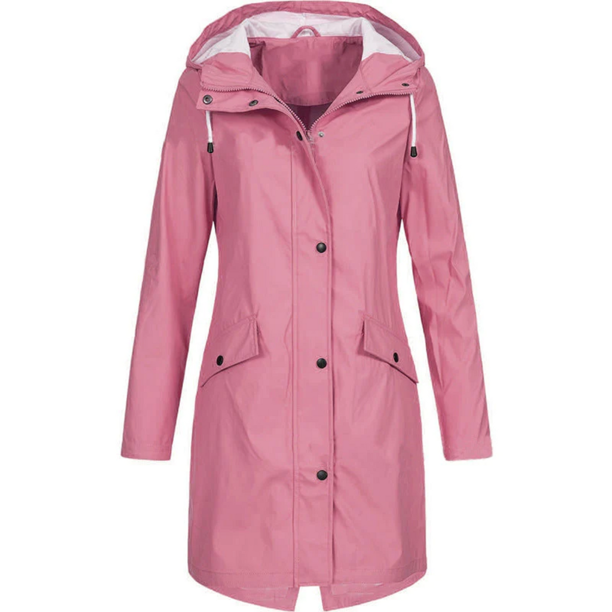 Stijlvolle regenjas voor dames, met een waterdicht en lang ontwerp voor maximale bescherming en comfort. De jas is verkrijgbaar in diverse trendy kleuren en is gemaakt van hoogwaardige, lichte materialen.