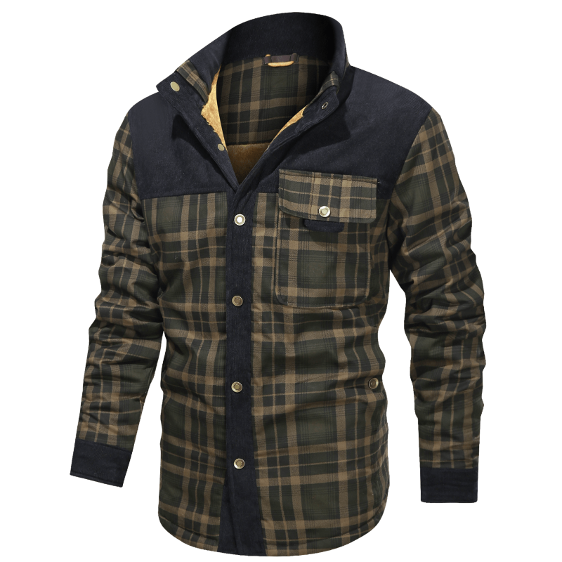 Vince | vintage flanellen jack in de kleur Legergroen voor heren in Heritage stijl ideaal voor de winter