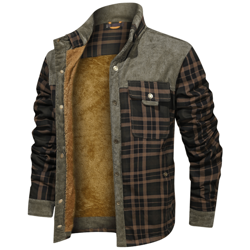 Vince | vintage flanellen jack in de kleur Legergroen voor heren in Heritage stijl ideaal voor de winter