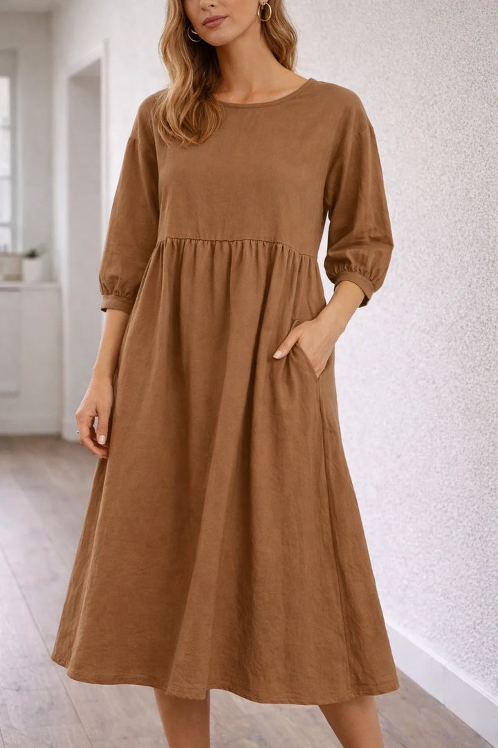 A-line midi jurk met zakken