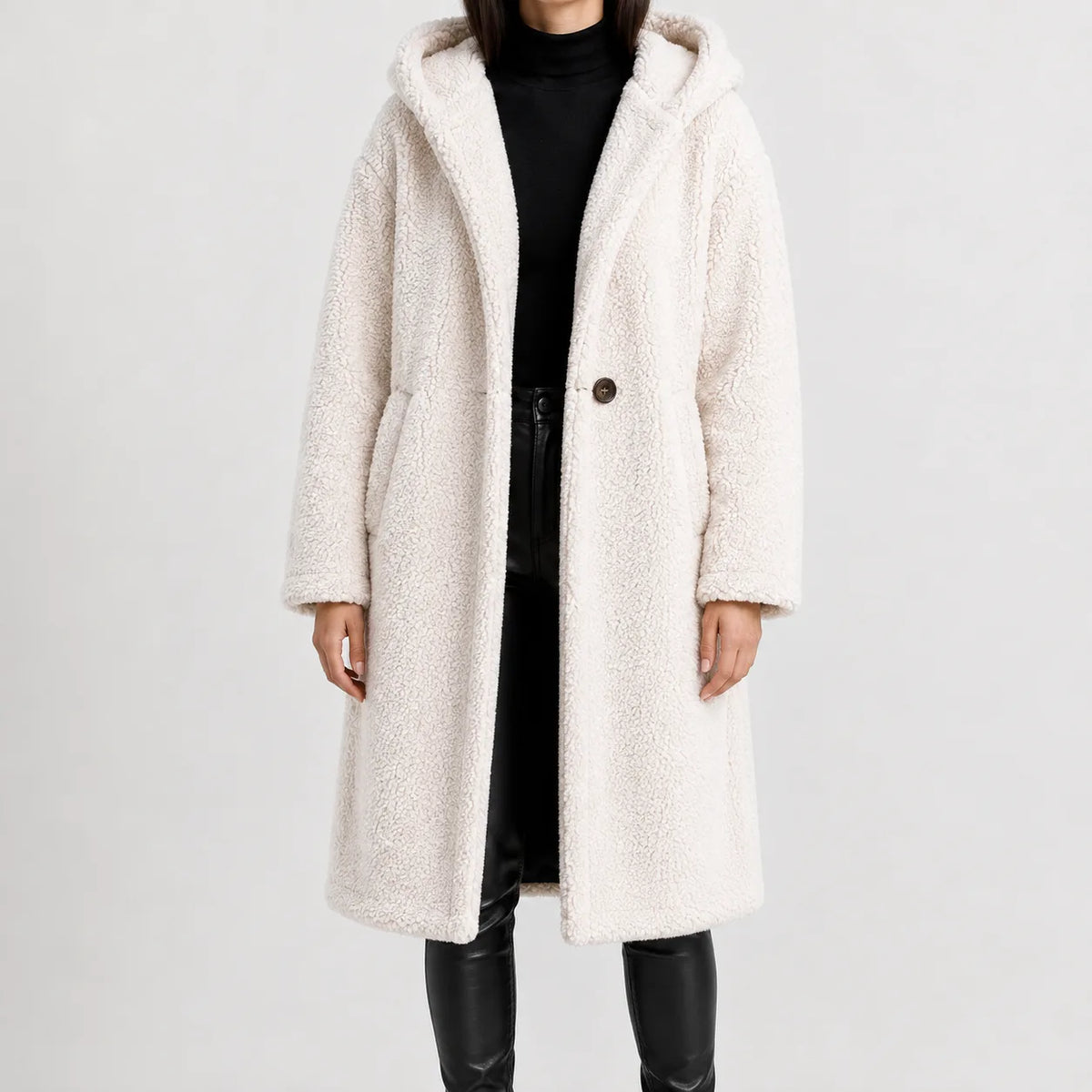 Oversized teddy jas met capuchon
