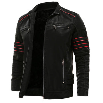 Willem | Zwart leren jack voor heren in de kleur Zwart voor heren in stijl geschikt voor alle seizoenen.