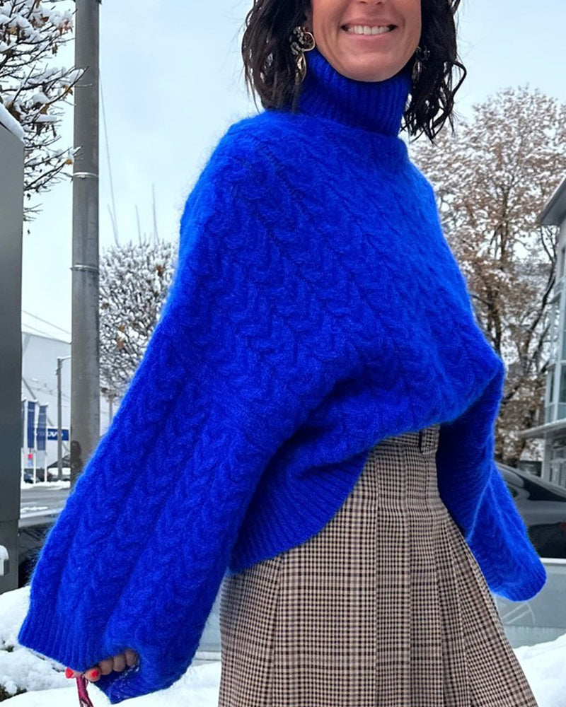 Casual effen gekleurde coltrui in de kleur Blauw voor dames in stijl ideaal voor de herfst.