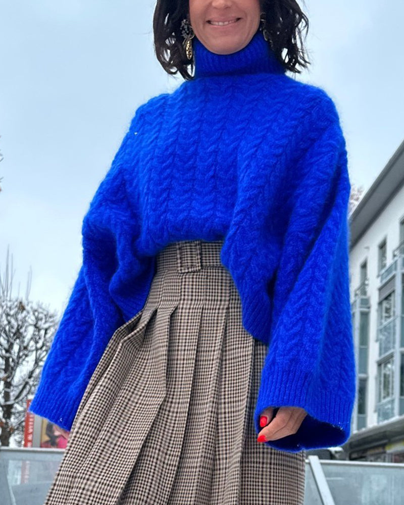 Casual effen gekleurde coltrui in de kleur Blauw voor dames in stijl ideaal voor de herfst.