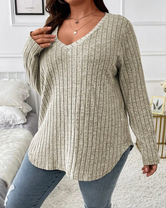 Effen kleur blouses met lange mouwen in de kleur Grijs voor dames in stijl ideaal voor de herfst.