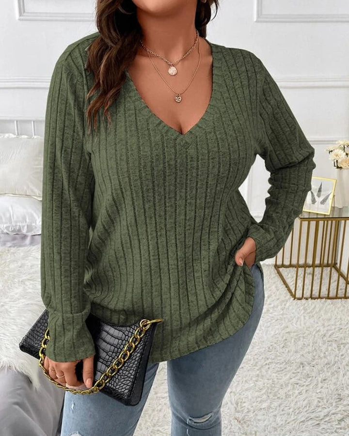 Effen kleur blouses met lange mouwen in de kleur Groen voor dames in stijl ideaal voor de herfst.