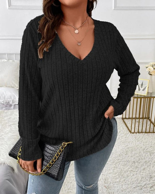 Effen kleur blouses met lange mouwen in de kleur Zwart voor dames in stijl ideaal voor de herfst.
