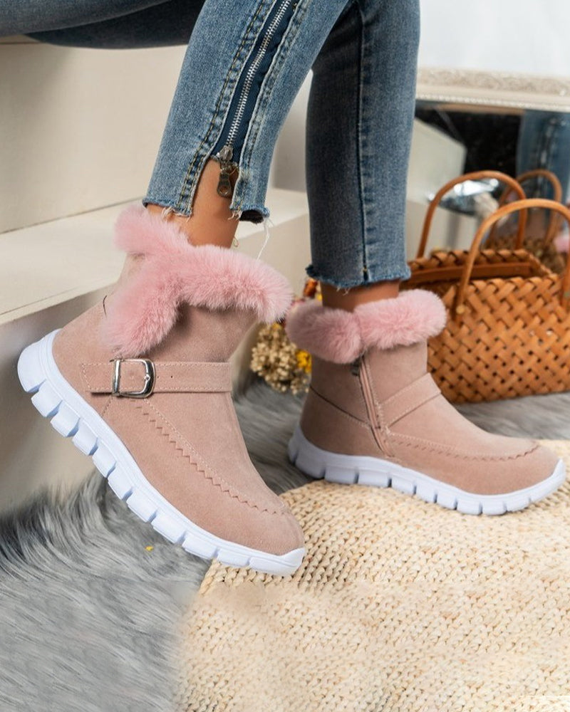 Effen warme snowboots in de kleur Roze voor heren in stijl ideaal voor de herfst.