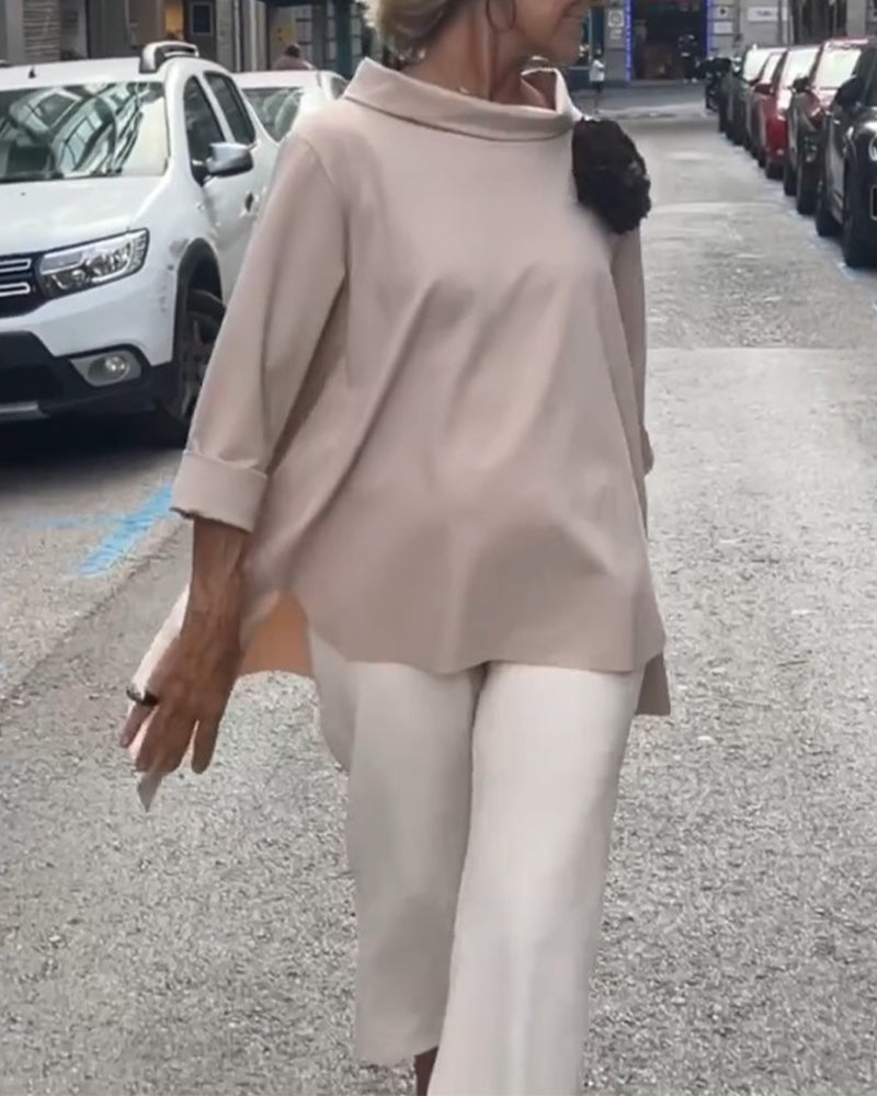 Elegante blouse met een onregelmatige snit en lange mouwen in de kleur Grijs voor in stijl ideaal voor de herfst.