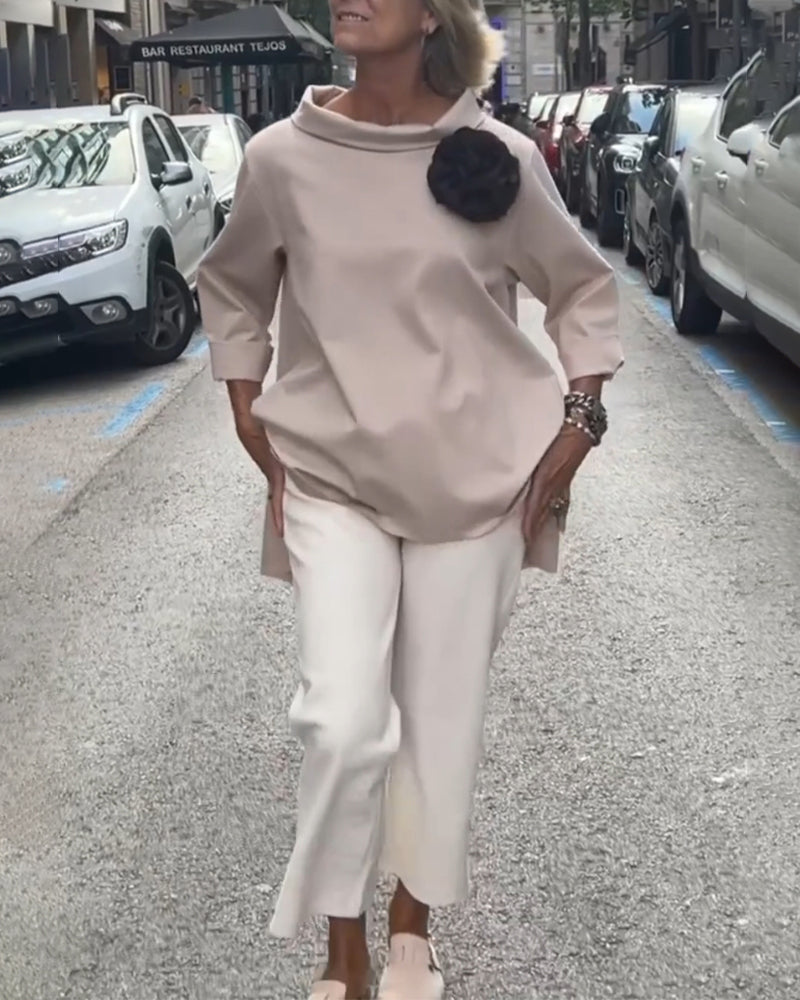 Elegante blouse met een onregelmatige snit en lange mouwen in de kleur Grijs voor in stijl ideaal voor de herfst.