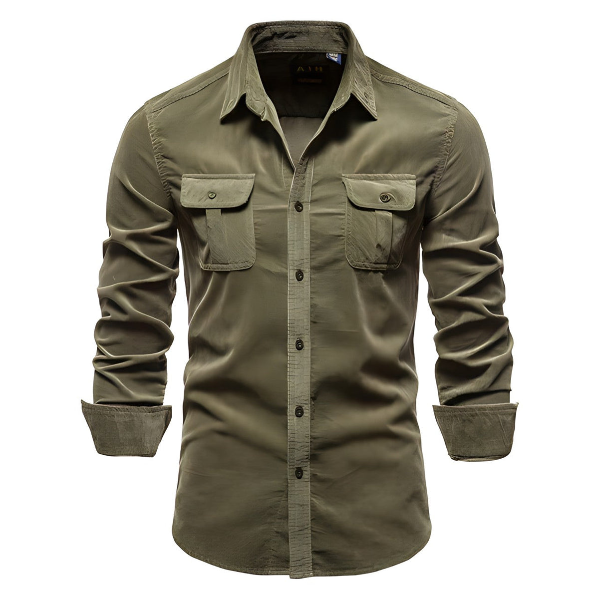 P. legend Overhemd | Casual overhemd voor heren in de kleur Legergroen voor heren in stijl geschikt voor alle seizoenen.