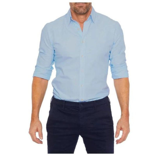 Roben | kreukvrije Heren overhemd Met Rits in de kleur Blauw voor heren in stijl geschikt voor alle seizoenen.